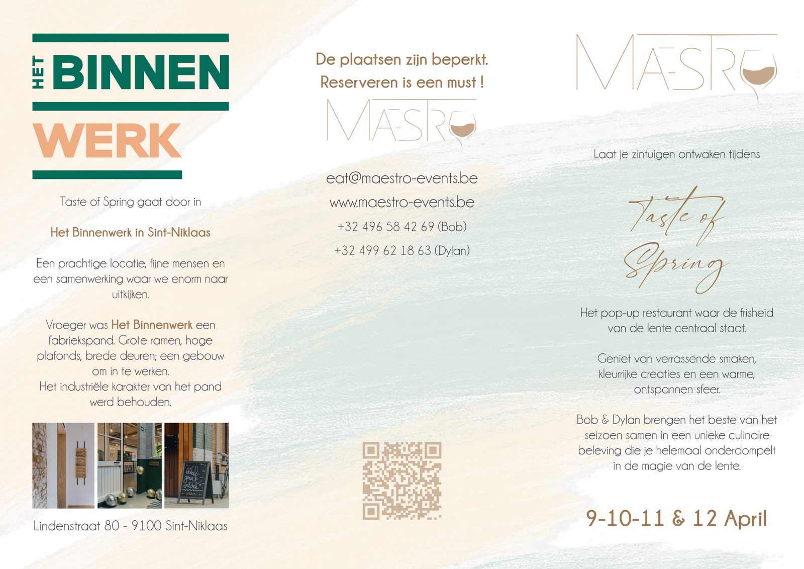 Menukaart van Maestro Events voor het pop-up diner in Sint-Niklaas