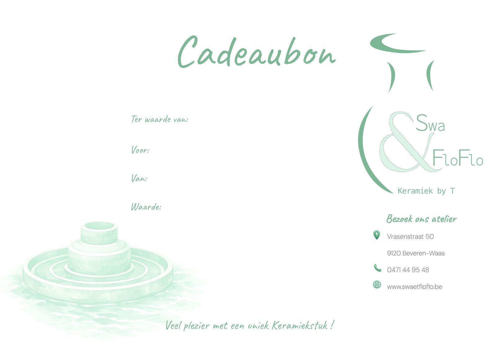 Cadeaubon van Swa & FloFlo Keramiek
