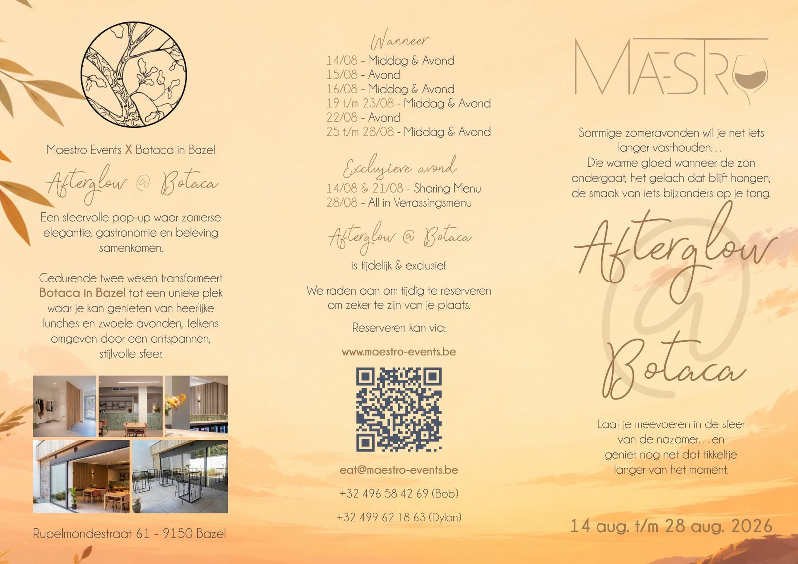 Flyer van Maestro Events voor het pop-up diner 'Taste of Spring' bij Het Binnenwerk