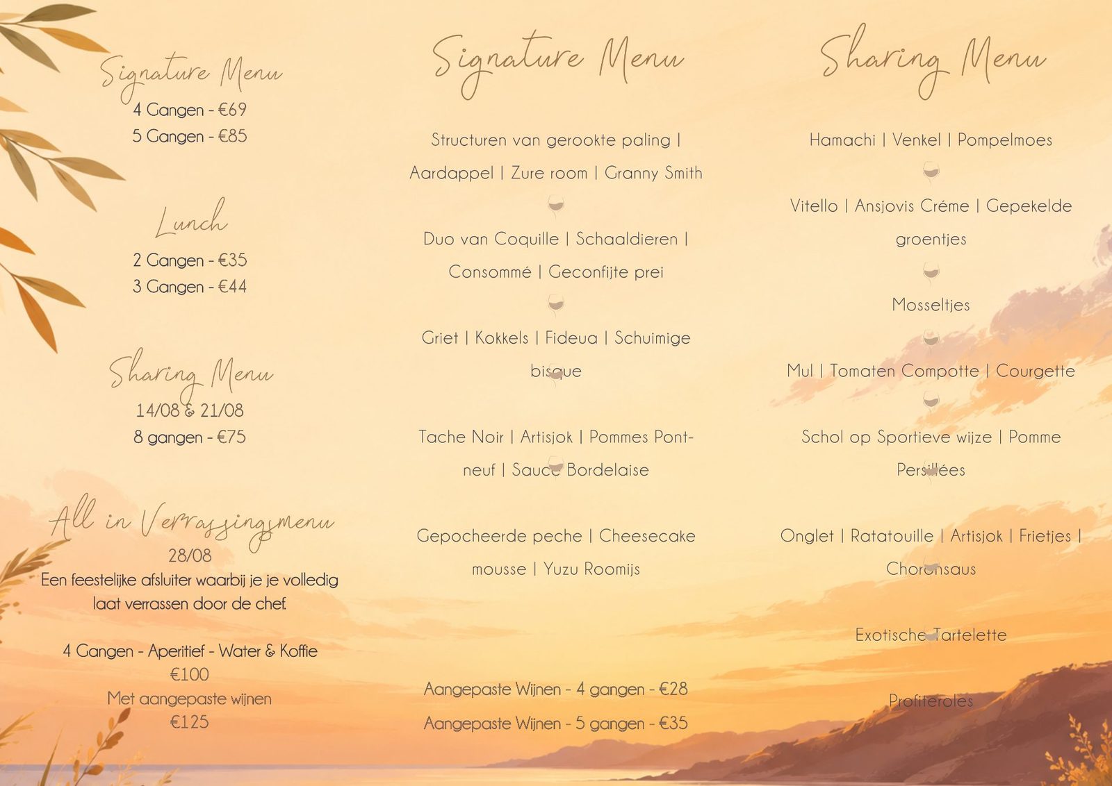 Flyer van het Maestro Events pop-up restaurant 'Afterglow @ Botaca' in Bazel