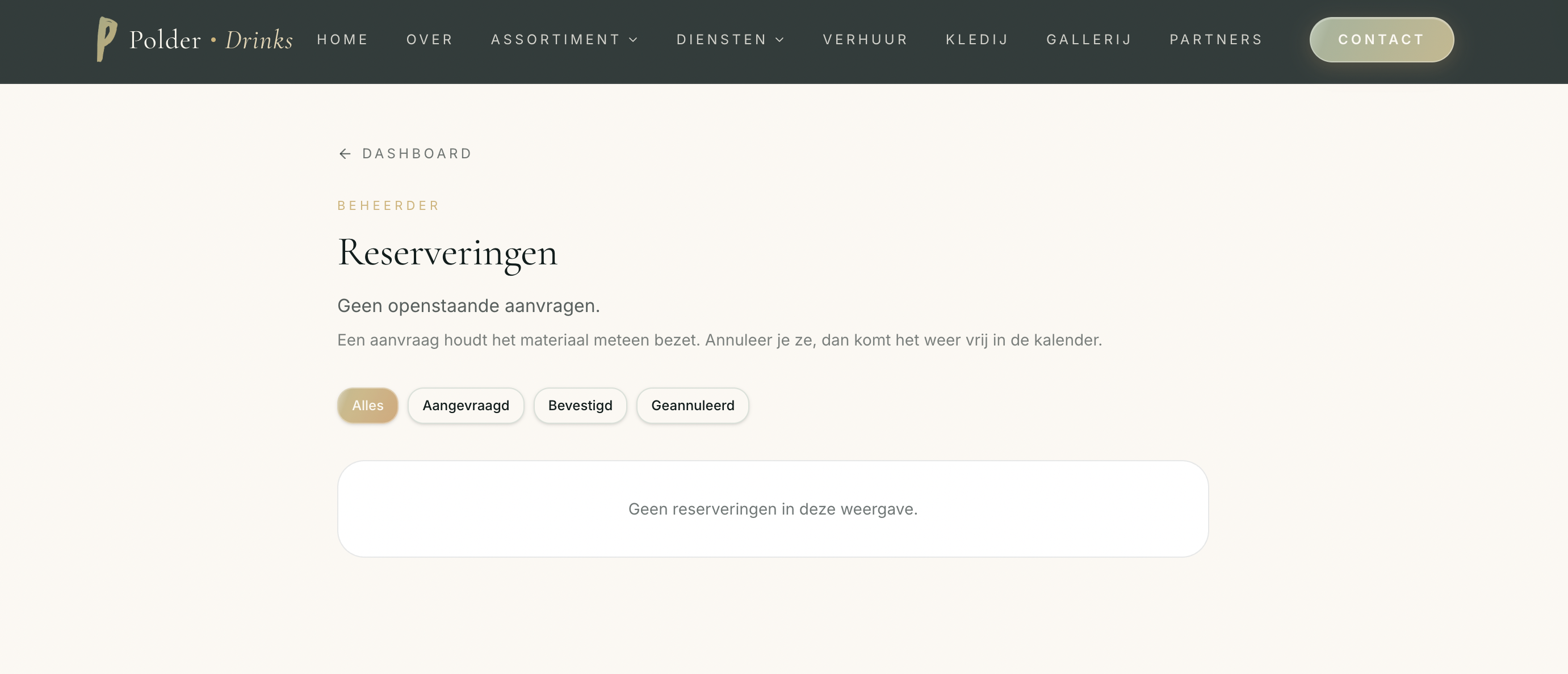 Voorbeeld van het beheerder dashboard van Arty Design, schermafbeelding 3