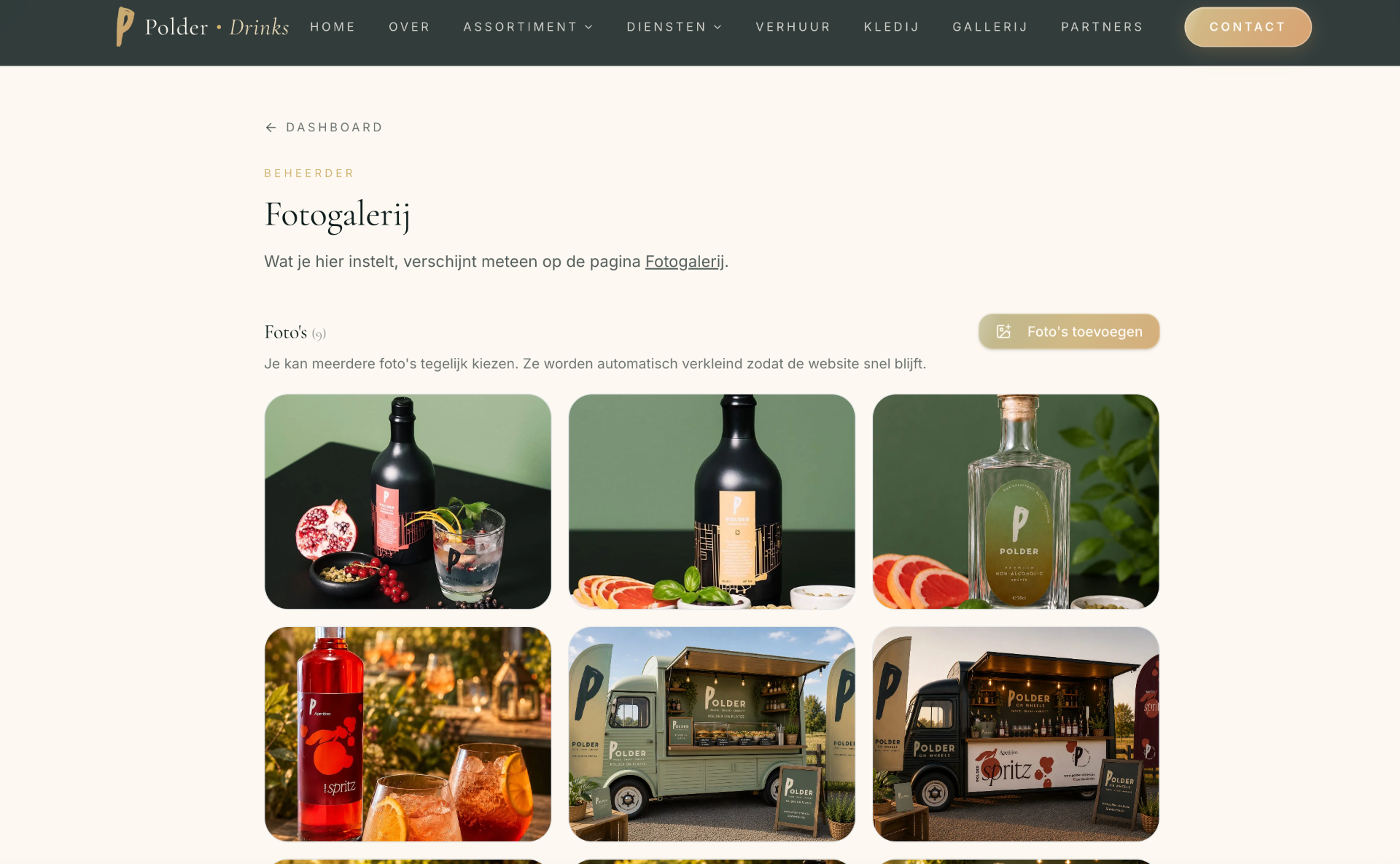 Voorbeeld van het beheerder dashboard van Arty Design, schermafbeelding 4